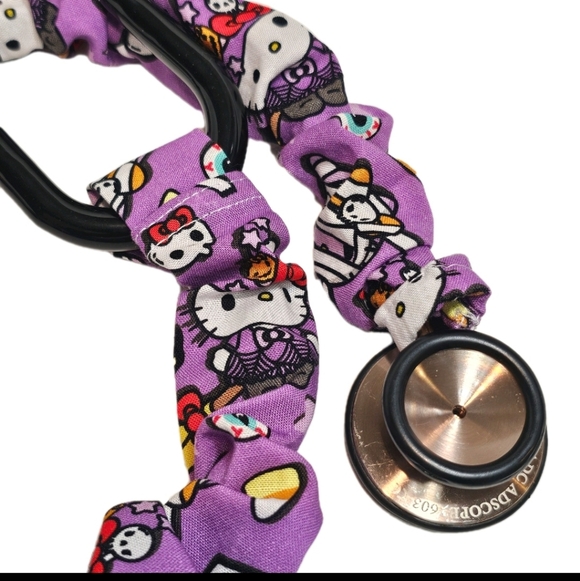 Handmade Purple Hello Kitty Halloween Stethoscope Sleeve: Washable Cotton Cover - Picture 3 of 8